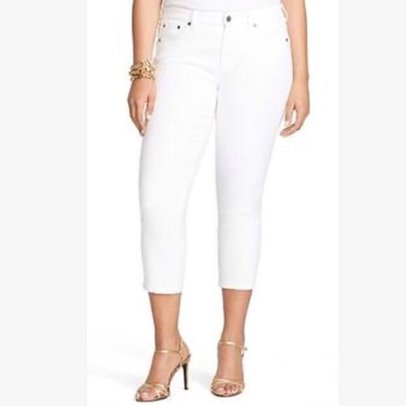 Ralph Lauren White Cropped Jeans Straight 10 - Picture 3 of 14